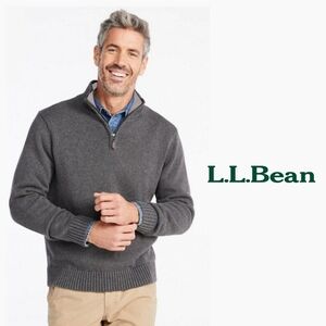 L.L. Bean Men’s 1/4 Zip Cotton Sweater | Mock Neck Pullover | L